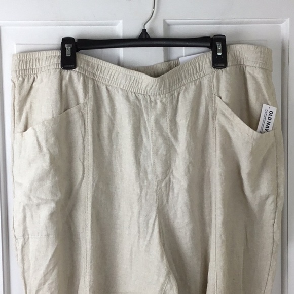 Old Navy High Rise Crop Pants Flax Linen Blend Pull On Size XL NWT - Picture 4 of 12